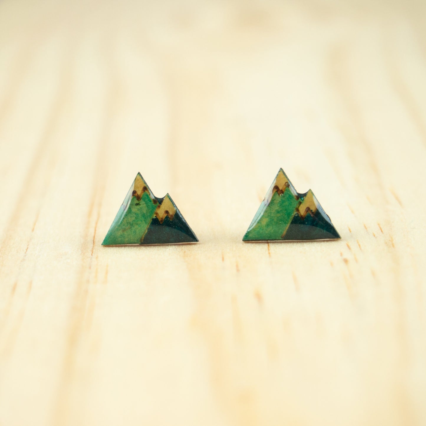 Puces d'oreilles végétales montagne boucles d'oreilles nature boucles d'oreilles effet émaillé bijoux de randonnée bijoux de noel, cloues verts, ethchic