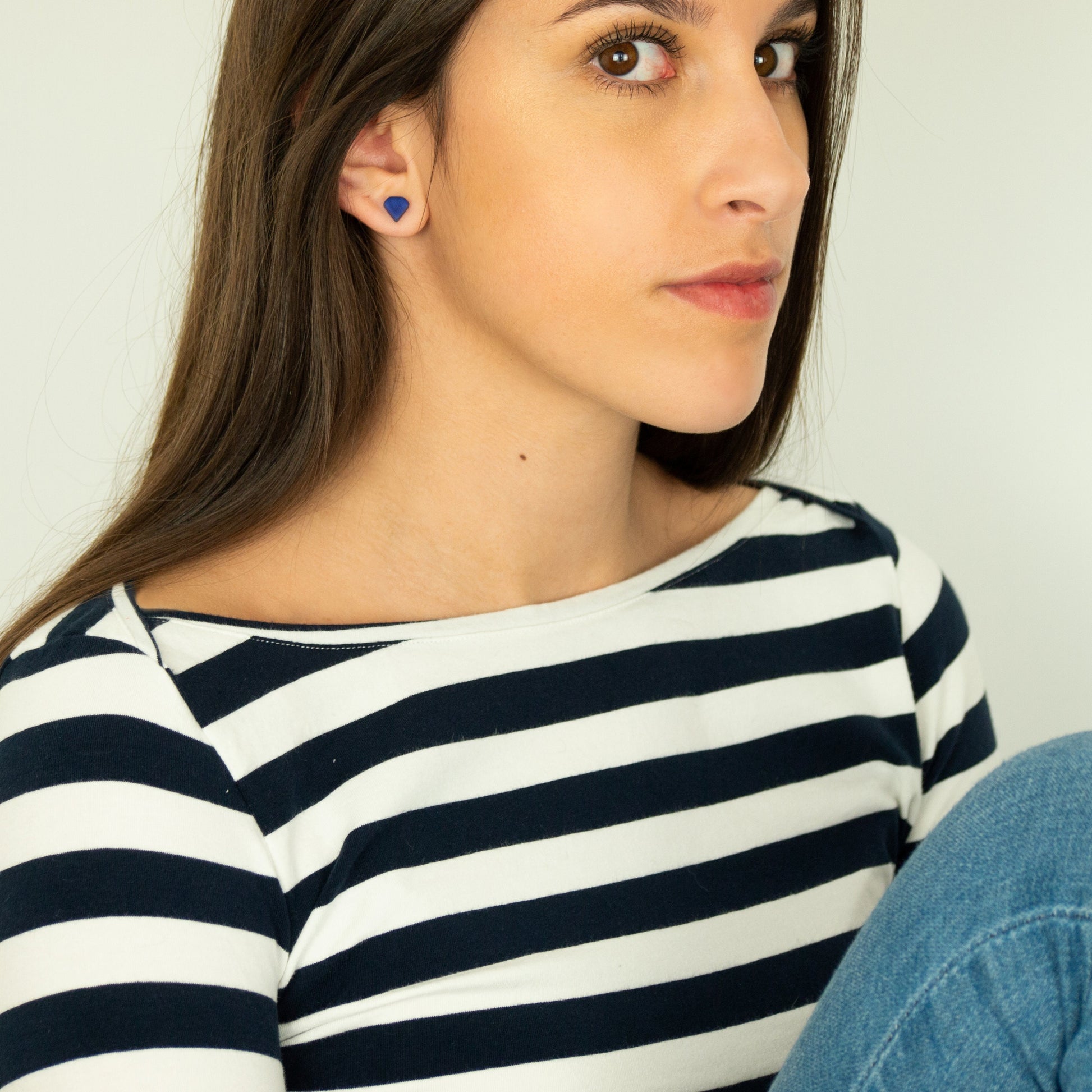 Puces d'oreilles ivoire végétal boucles d'oreilles diamond puces d'oreilles géométriques vegan clous d'oreilles canard turquoise