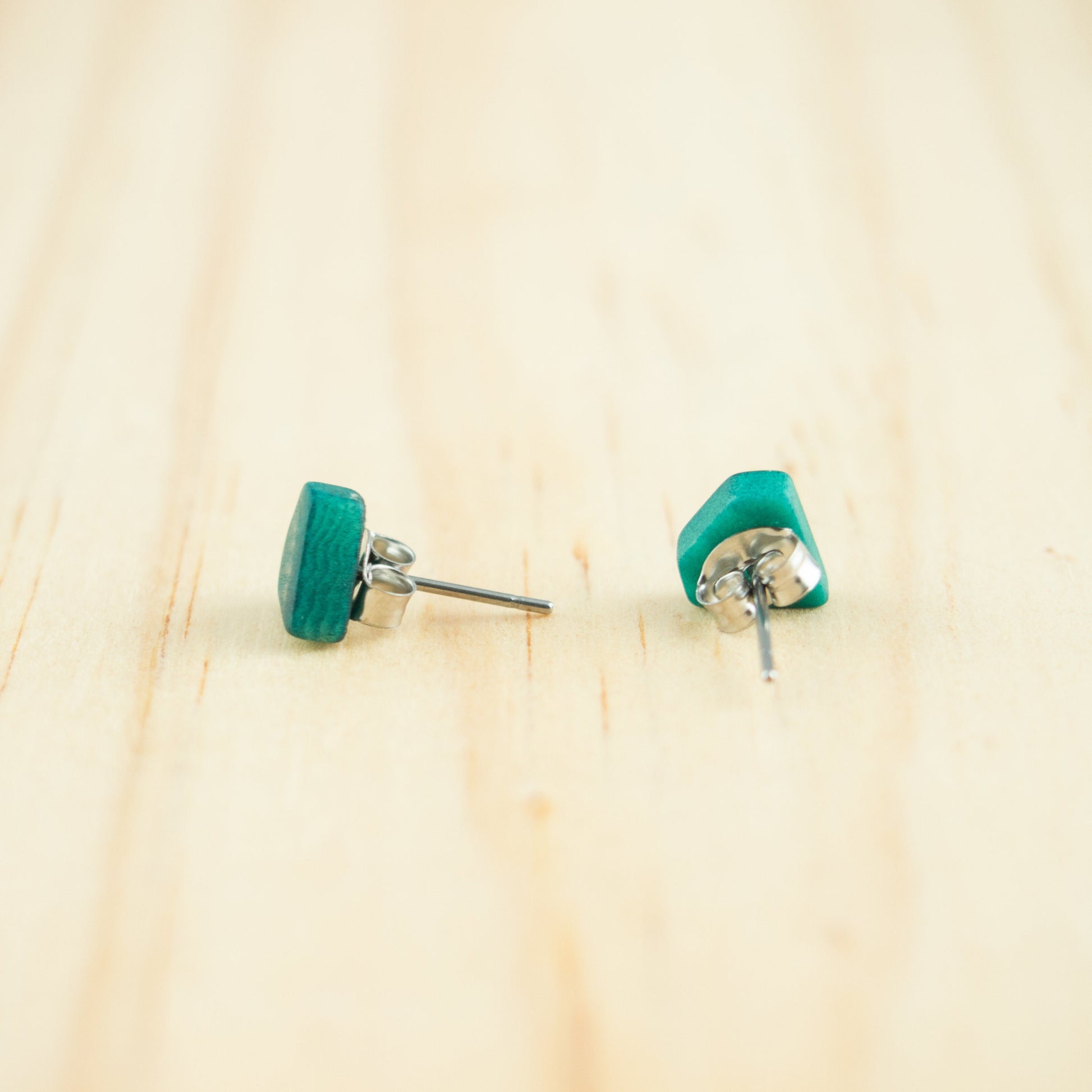 Puces d'oreilles ivoire végétal boucles d'oreilles diamond puces d'oreilles géométriques vegan clous d'oreilles canard turquoise